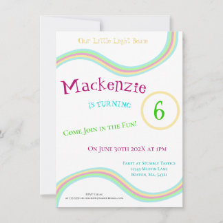 Invitation Cute Pastel Rainbow Stripes