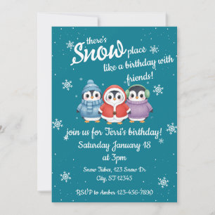 Invitation Cute Penguin "il y a la place de la neige" fête d'