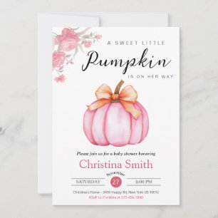 Invitation Cute Petit Citrouille Rose Floral Baby Girl Douche