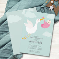 Cute Pink Bundle Stork Baby shower fille