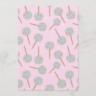 Invitation Cute Pink Pastel Lollipop Seamless Pattern