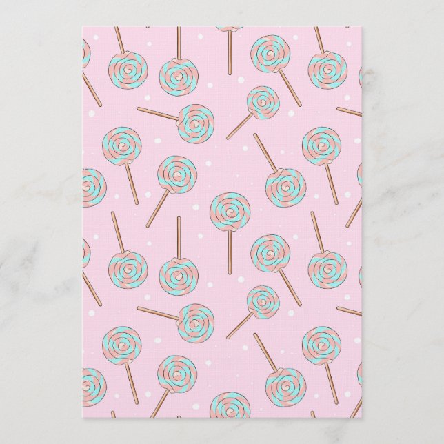 Invitation Cute Pink Pastel Lollipop Seamless Pattern (Devant)