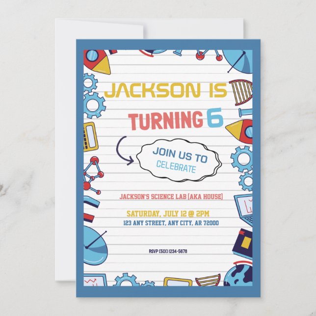 Invitation Cute Playful Science Lab Kids Birthday Party  (Devant)