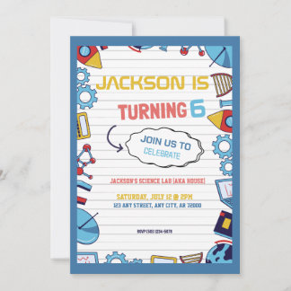 Invitation Cute Playful Science Lab Kids Birthday Party