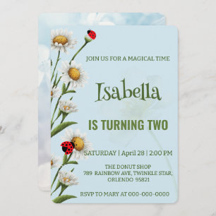 Invitation Cute Polka point Ladybug Anniversaire de enfant Bl