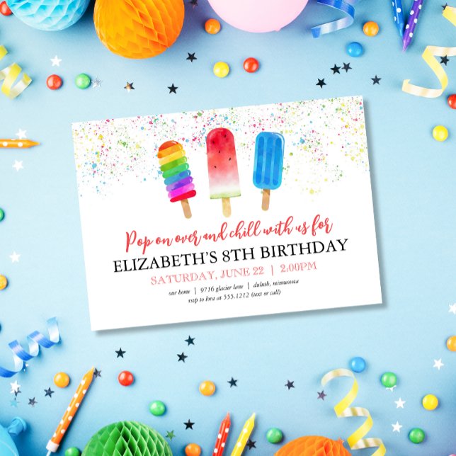 Invitation Cute Popsicles Pop sur l'invitation d'anniversaire (Créateur téléchargé)