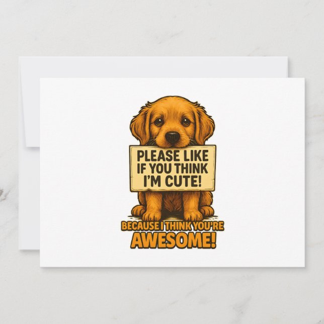 Invitation Cute Puppy, Funny Dog Lover Quote (Devant)