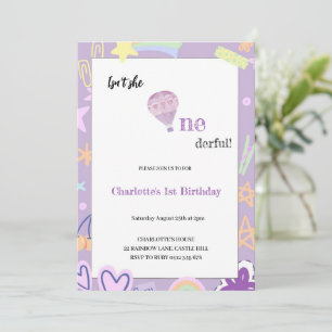 INVITATION CUTE PURPLE SKY GIRLY ENTRETIEN D'ANNIVERSAIRE