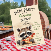 Cute Raccoon Pizza fête d'anniversaire