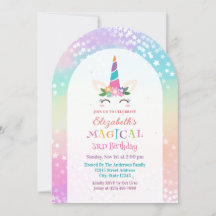 Cute Rainbow Unicorn Magique fête d'anniversaire