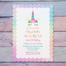 Cute Rainbow Unicorn Magique fête d'anniversaire