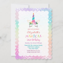Cute Rainbow Unicorn Magique fête d'anniversaire