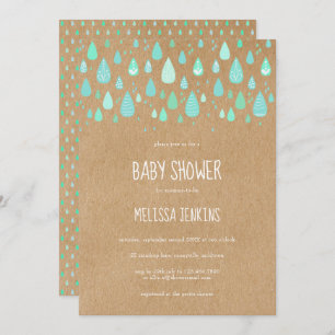 Invitation Cute Raindrops Baby shower Russe Kraft Boho