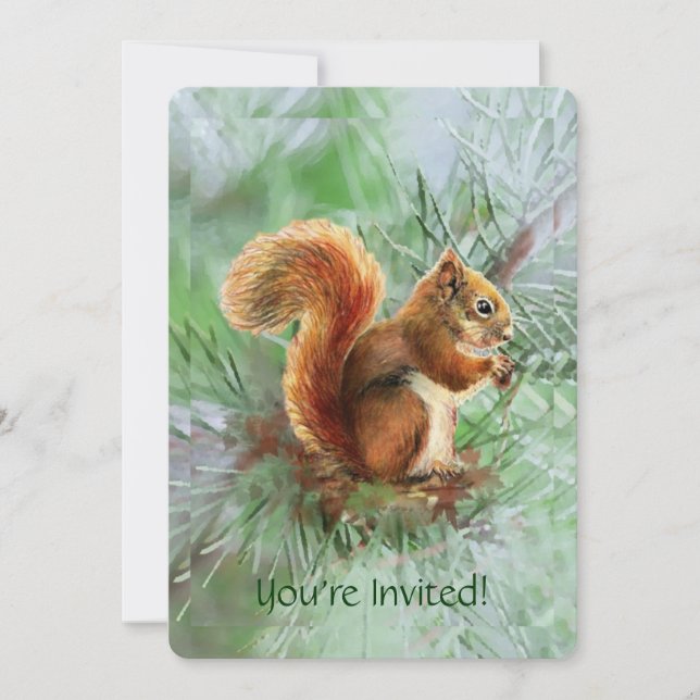 Invitation Cute Red Squirrel Custom Age Anniversaire Invitati (Devant)