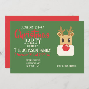Invitation Cute Reindeer Head