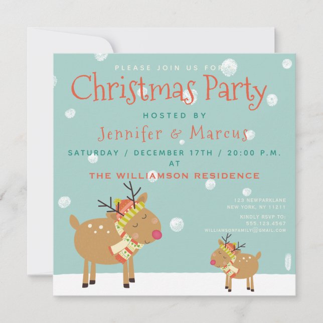 Invitation Cute Reindeer | Noël (Devant)