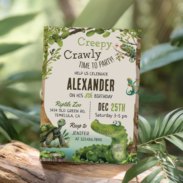 Invitation Cute Reptile Thémé Fête d'anniversaire de l'enfant (Créateur téléchargé)