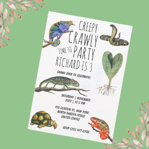 Invitation Cute Reptile Thémé Fête d'anniversaire de l'enfant
