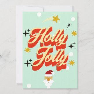 Invitation Cute Retro 50s Typography Holly Jolly Christmas Ca