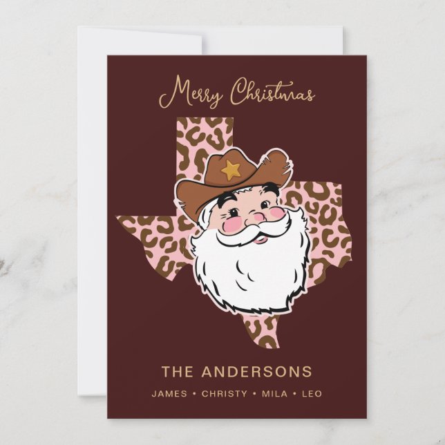 Invitation Cute Retro Howdy Père Noël Cowboy Texas Christmas  (Devant)