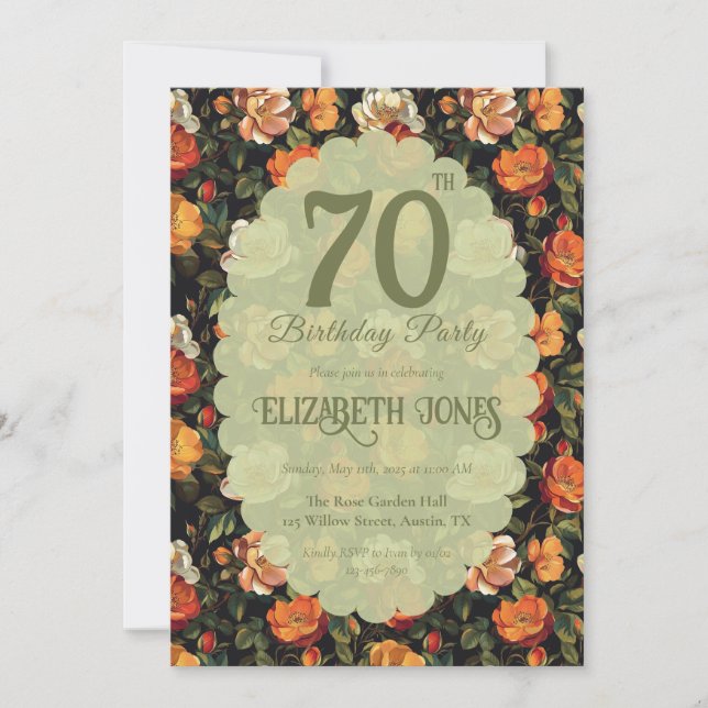 Invitation Cute Rose Flower Boho Birthday (Devant)