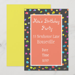Invitation Cute rose poka dot art girl Party