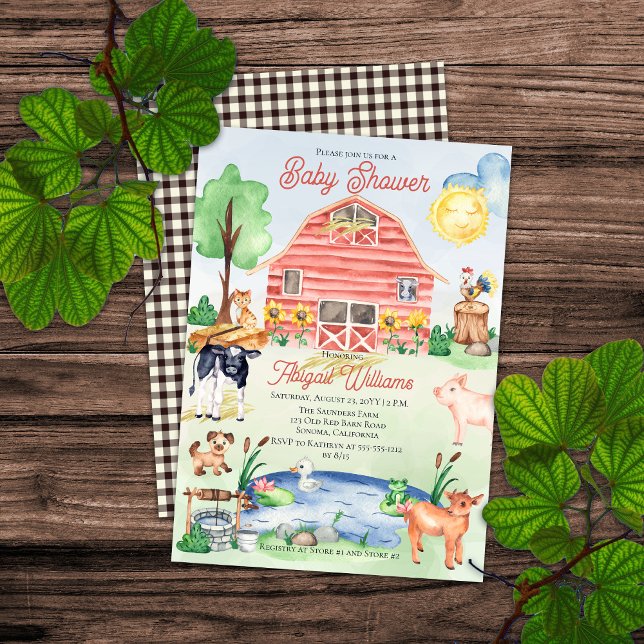 Invitation Cute Rustic Farm Animaux Barnyard Baby shower (Créateur téléchargé)