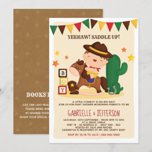 Invitation Cute Rustic Petit Cowboy Baby shower Thème