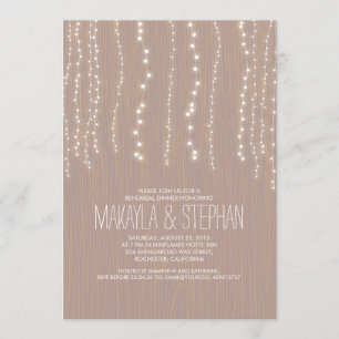 Invitation Cute Rustic String of Lights Dîner de répétition
