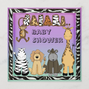 Invitation Cute Safari Animaux Baby shower neutre