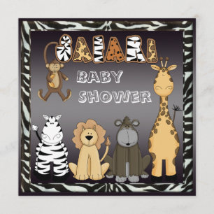 Invitation Cute Safari Animaux Baby shower neutre