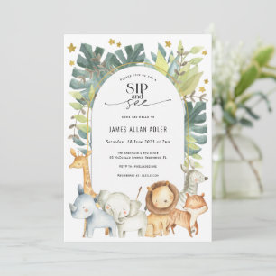 Invitation Cute safari moderne siroter et voir baby shower