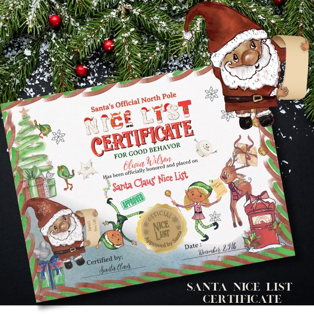 Invitation Cute Santa Elves Official Nice List Certificate  (Cute Santa Elves Official Nice List Certificate )