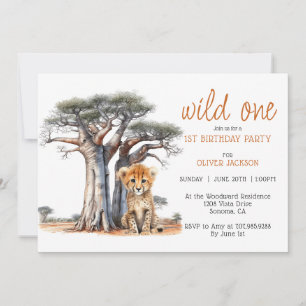Invitation Cute Savannah africaine Wild Un 1er anniversaire