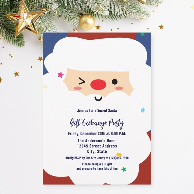 Invitation Cute Secret Père Noël échange de cadeaux Noël (Créateur téléchargé)