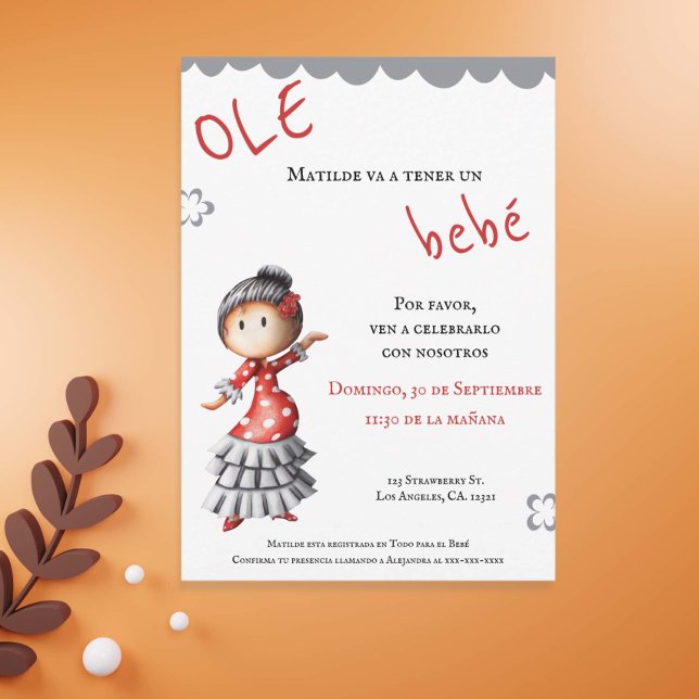 Invitation Cute Sevillana Danseuse Baby shower espagnol (Créateur téléchargé)