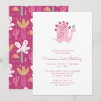 Cute Simple Pink Dinosaur 2e anniversaire