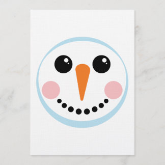Invitation Cute Snowman Face Winter Holiday Design