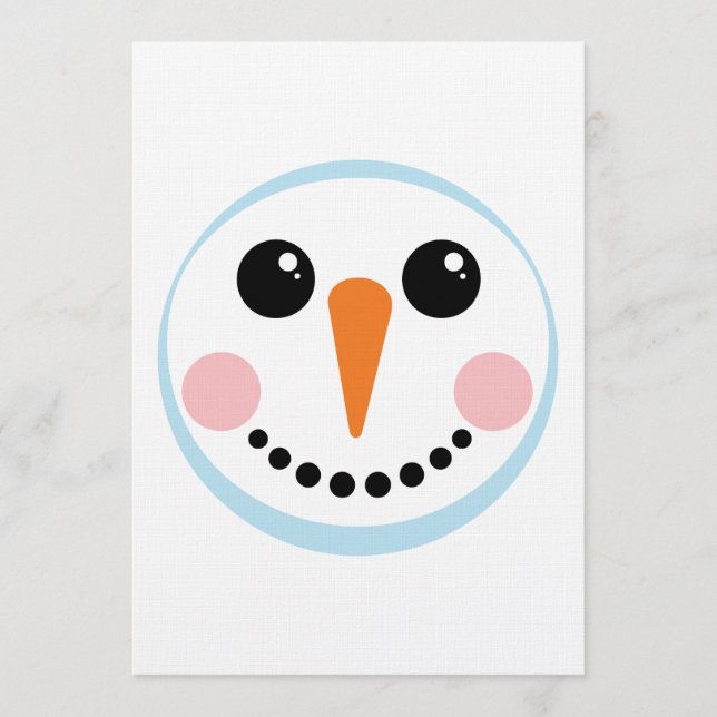 Invitation Cute Snowman Face Winter Holiday Design (Devant)