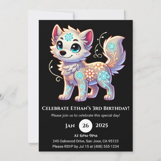 Invitation Cute Snowy Pup Anniversaire (Devant)