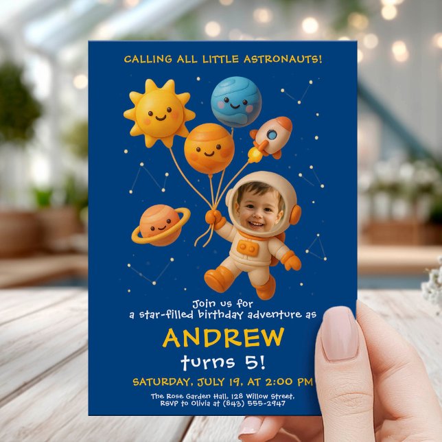 Invitation Cute Space Astronaut Birthday Card (Créateur téléchargé)