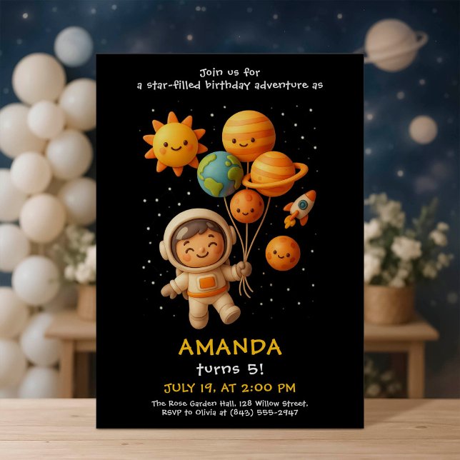 Invitation Cute Space Astronaut Birthday Card (Créateur téléchargé)