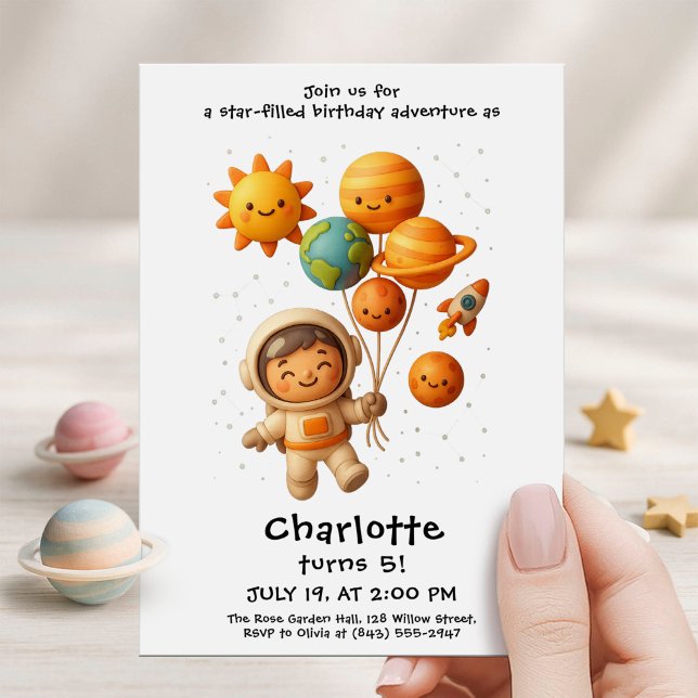 Invitation Cute Space Explorer Birthday Card (Créateur téléchargé)