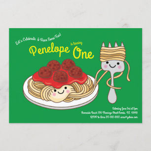 Invitation Cute Spaghetti Enfants 1er anniversaire fête Kawai