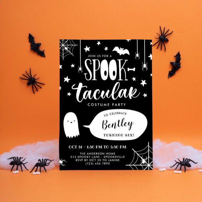 Invitation Cute Spooktacular Black Kids Halloween Anniversair (Créateur téléchargé)