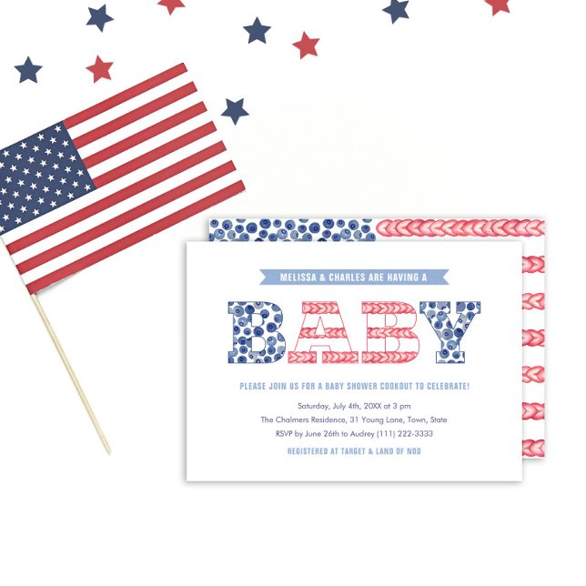 Invitation Cute Stars et Stripes Couples Baby shower Party (Créateur téléchargé)