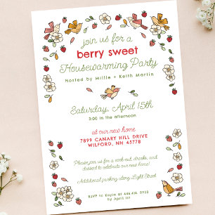 Invitation Cute Strawberry Thème Nouveau Accueil Fête du réch