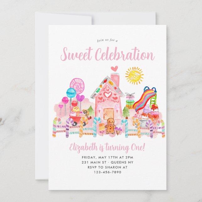 Invitation Cute Sweet Celebration Candyland Anniversaire de e (Devant)