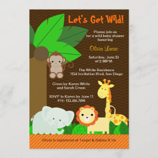Invitation Cute Sweet Jungle Animals Baby Baby shower