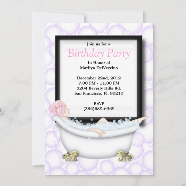 Invitation CUTE Sweet Spa Bain Massage et Beauty Party Invit (Devant)